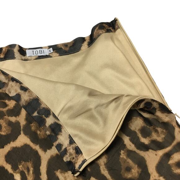 Tobi Modern Day Skirt Leopard Animal Print A-Line Midi Brown Black Women's Small - Picture 4 of 11